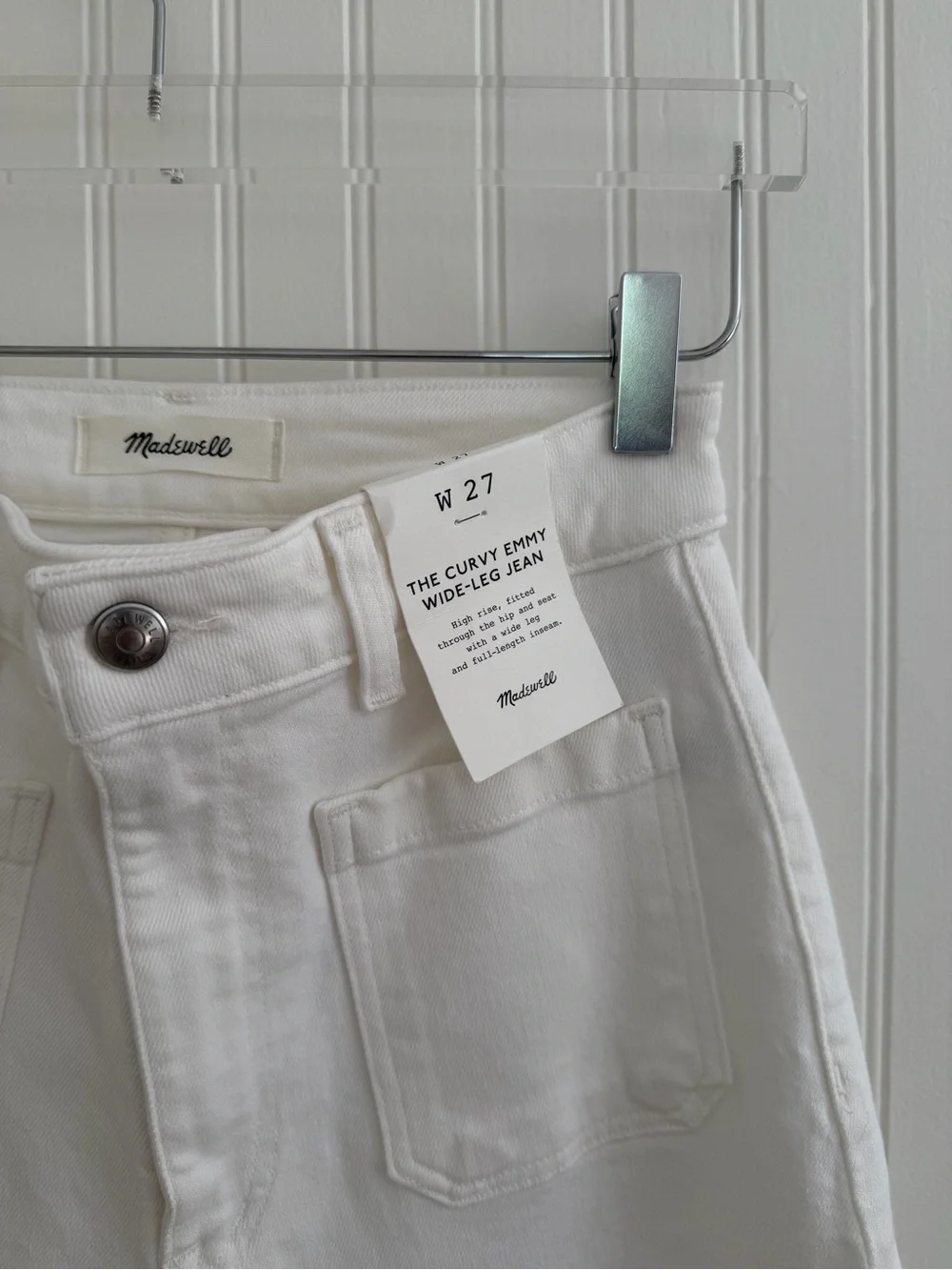 Madewell The Curvy Emmy Wide-Leg Jean in Super-stretch Denim White NWT
